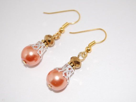 Pearl Dangle Earrings,Bridesmaid Earrings,Bride Jewelry,Glass Pearl Rhinestone Earrings,Beaded Earri