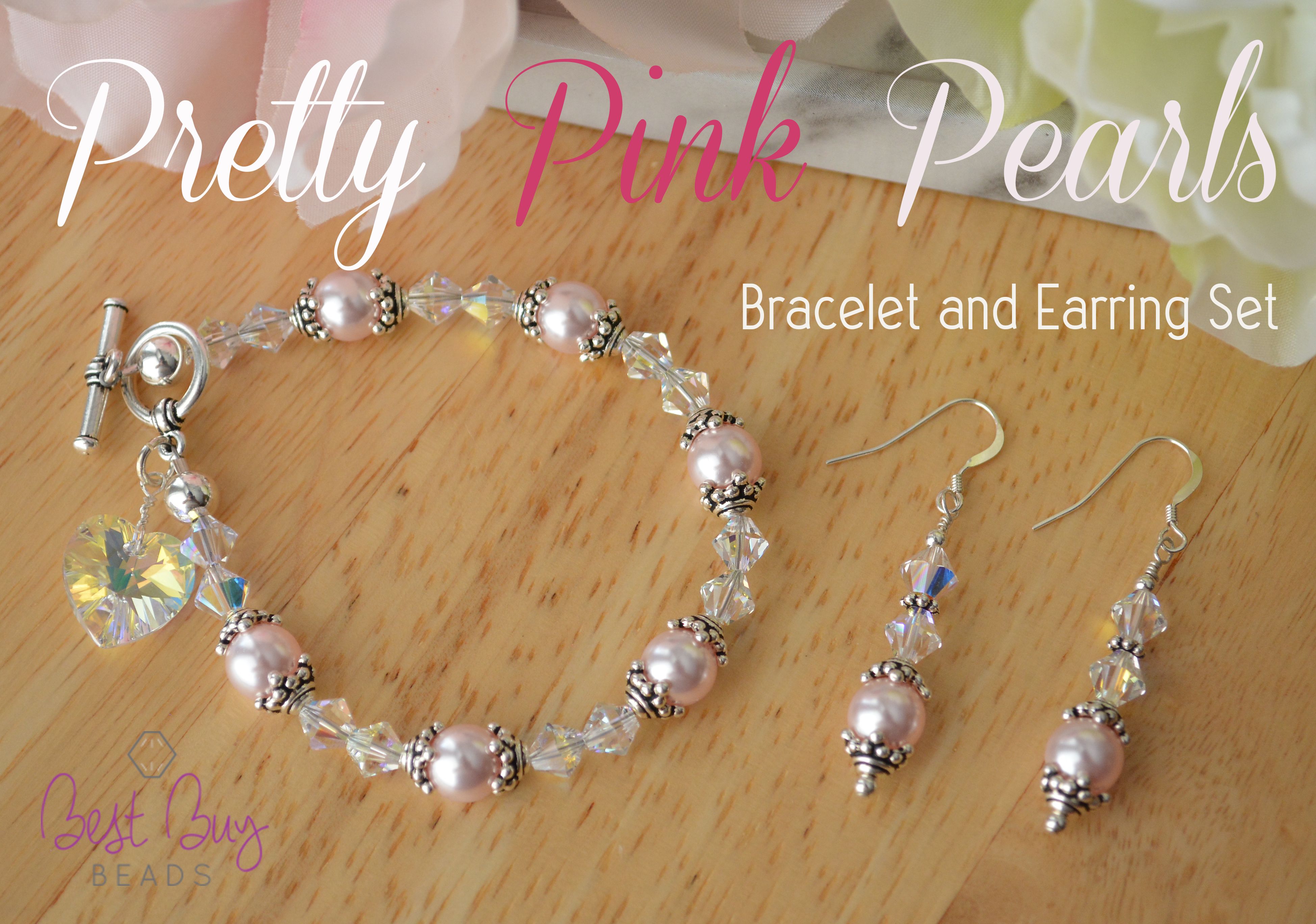 Pretty Pink Pearl Bracelet and Earring Set