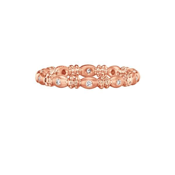 18Kt Rose Gold Skinny 'Gumdrop' Diamond Band Ring